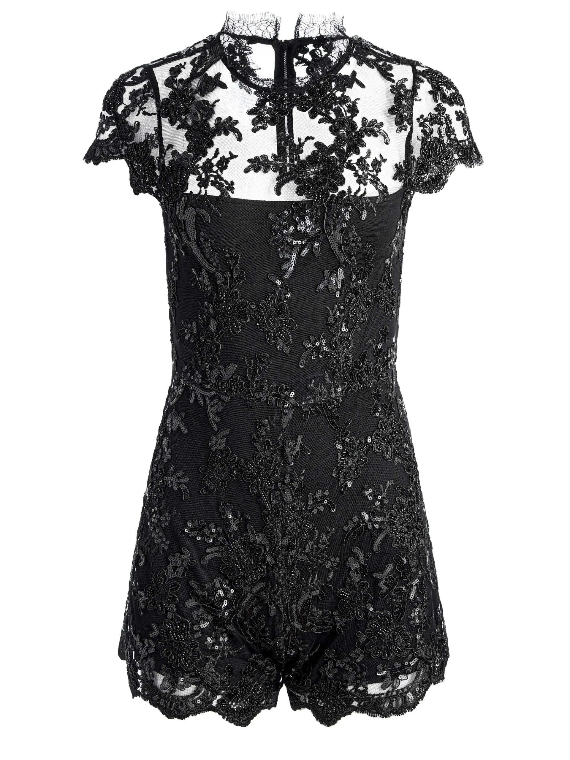 ALAINA EMBELLISHED LACE ROMPER