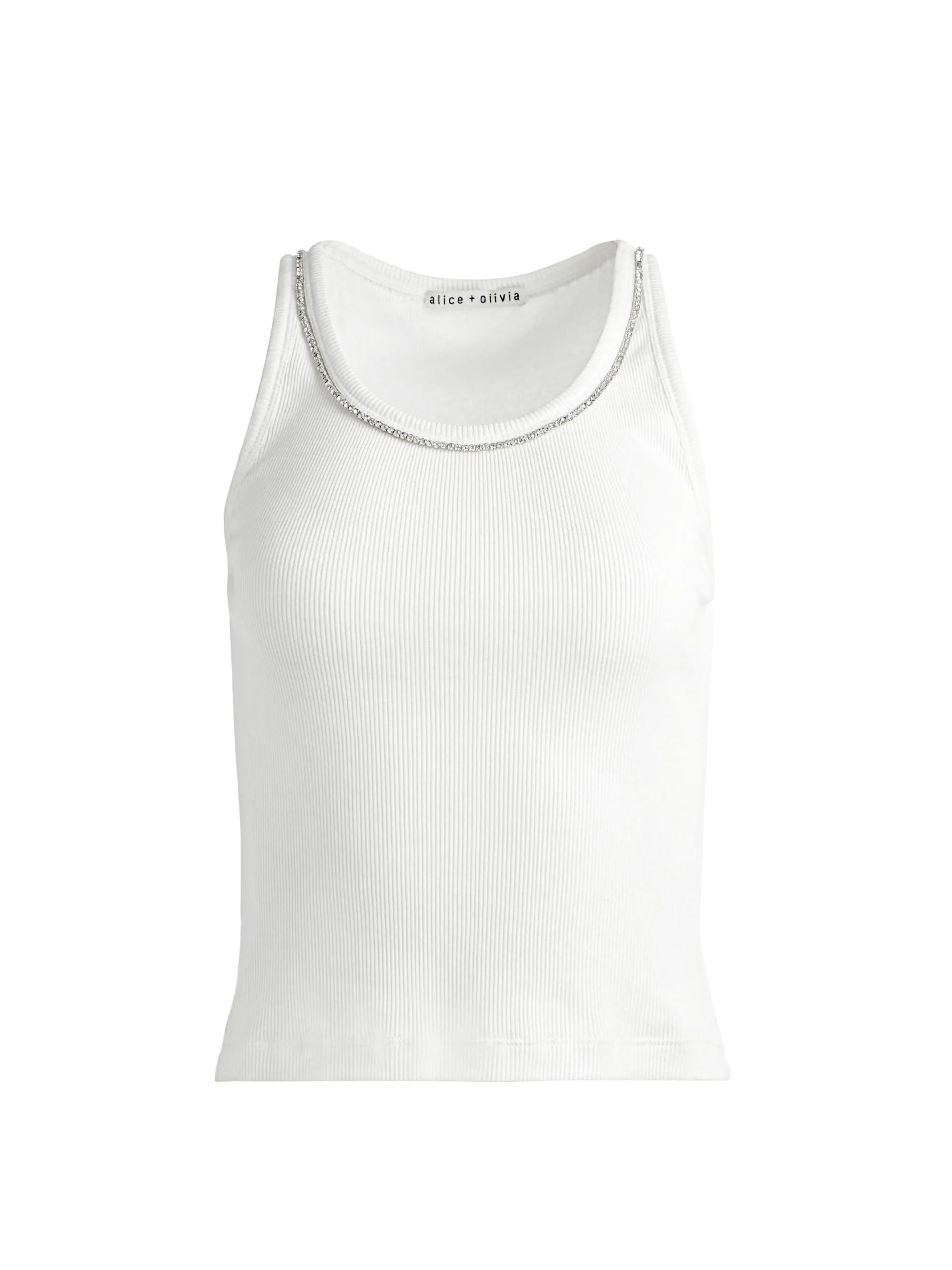 ALLEN EMBELLISHED NECK RIBBED TANK
