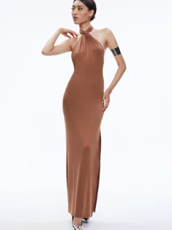 AMAYA HALTER NECK HIGH SLIT DRESS