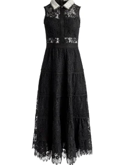 ANAYA EMBELLISHED COLLAR LACE MIDI DRESS