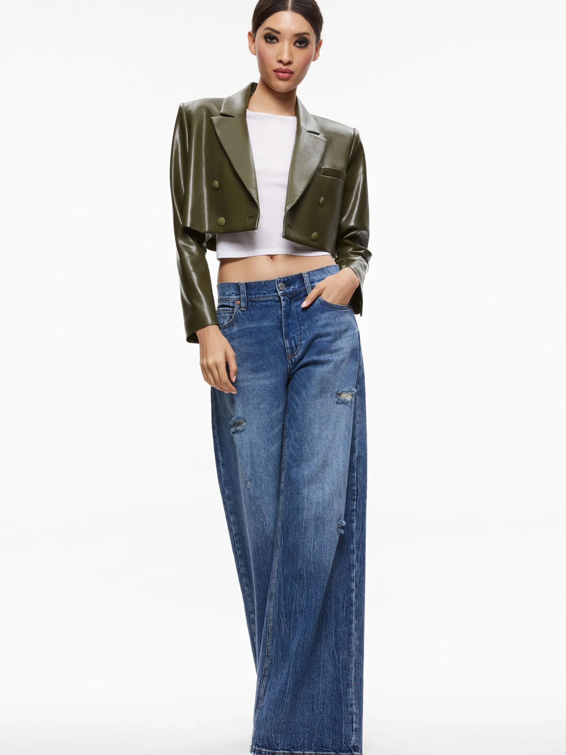 ANTHONY CROPPED DOUBLE BREASTED VEGAN BLAZER