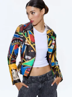 A+O X BASQUIAT CODY EMBELLISHED LEATHER JACKET