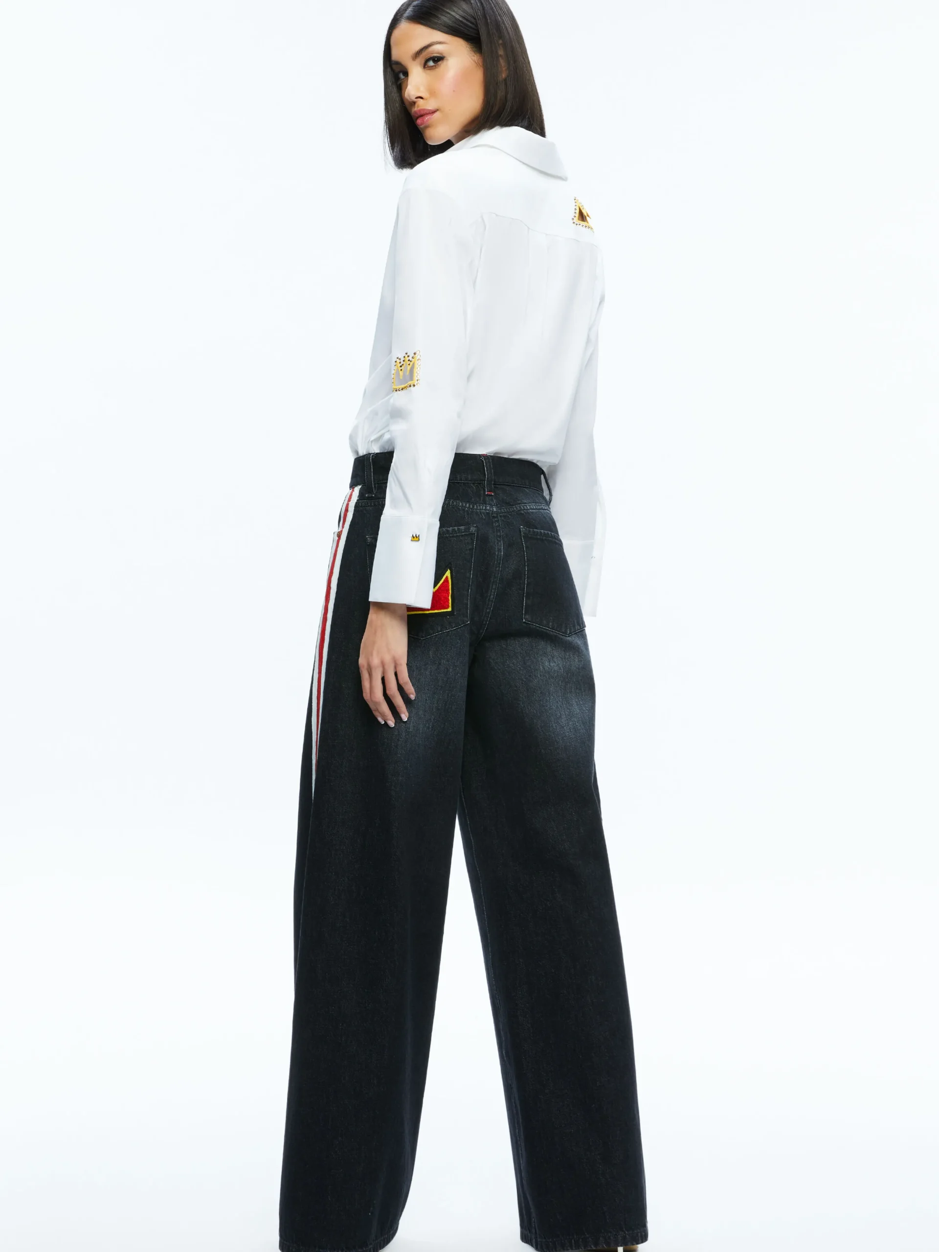 A+O X BASQUIAT FINELY EMBELLISHED BUTTON DOWN