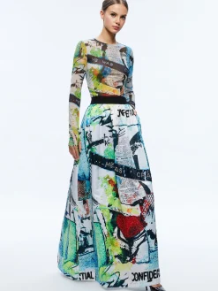 A+O X BASQUIAT TINA EMBELLISHED MAXI SKIRT