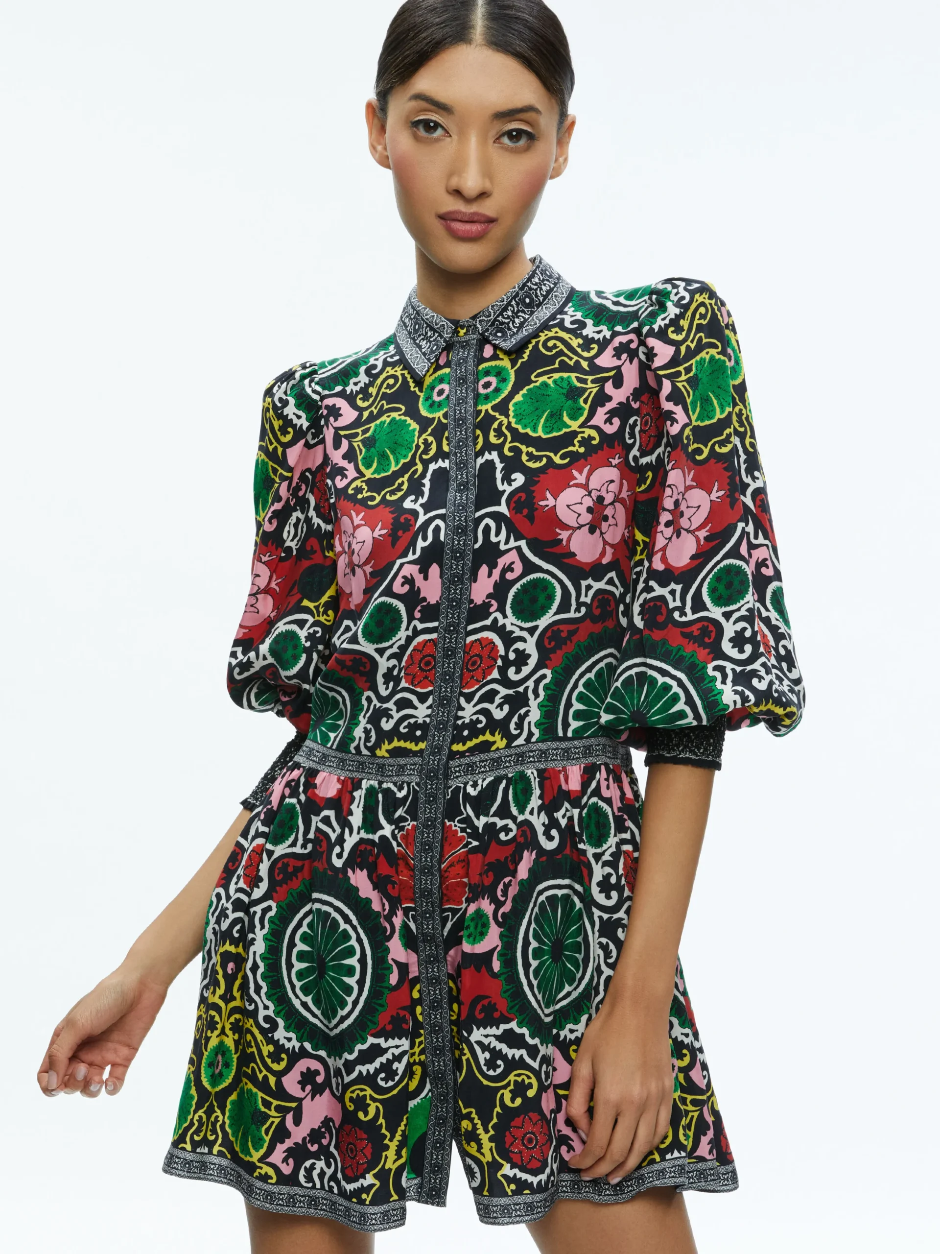 BERTHA BLOUSON SLEEVE MINI DRESS