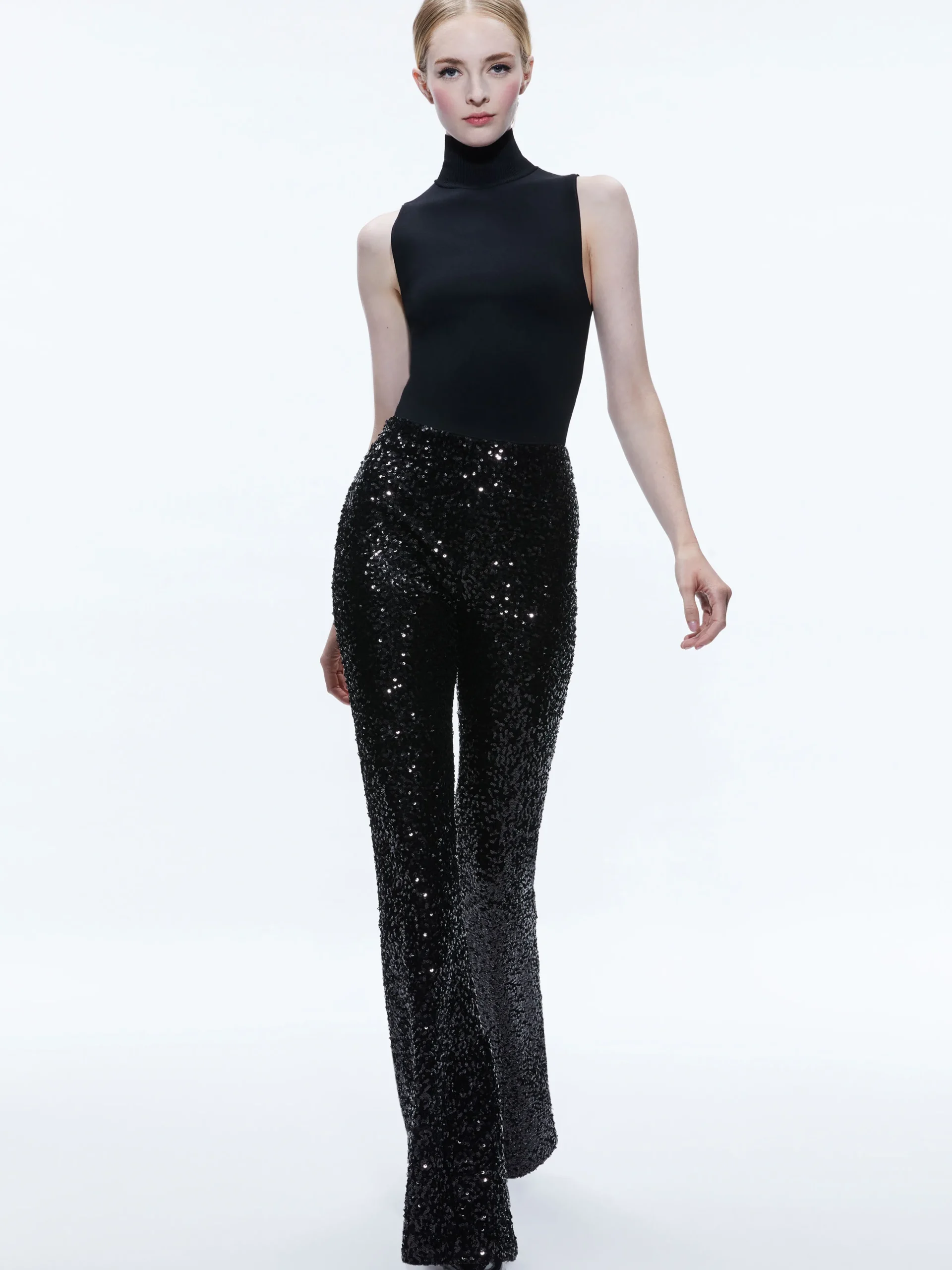 BREANN SEQUIN FITTED BLAZER + LARA SEQUIN BOOTCUT PANT