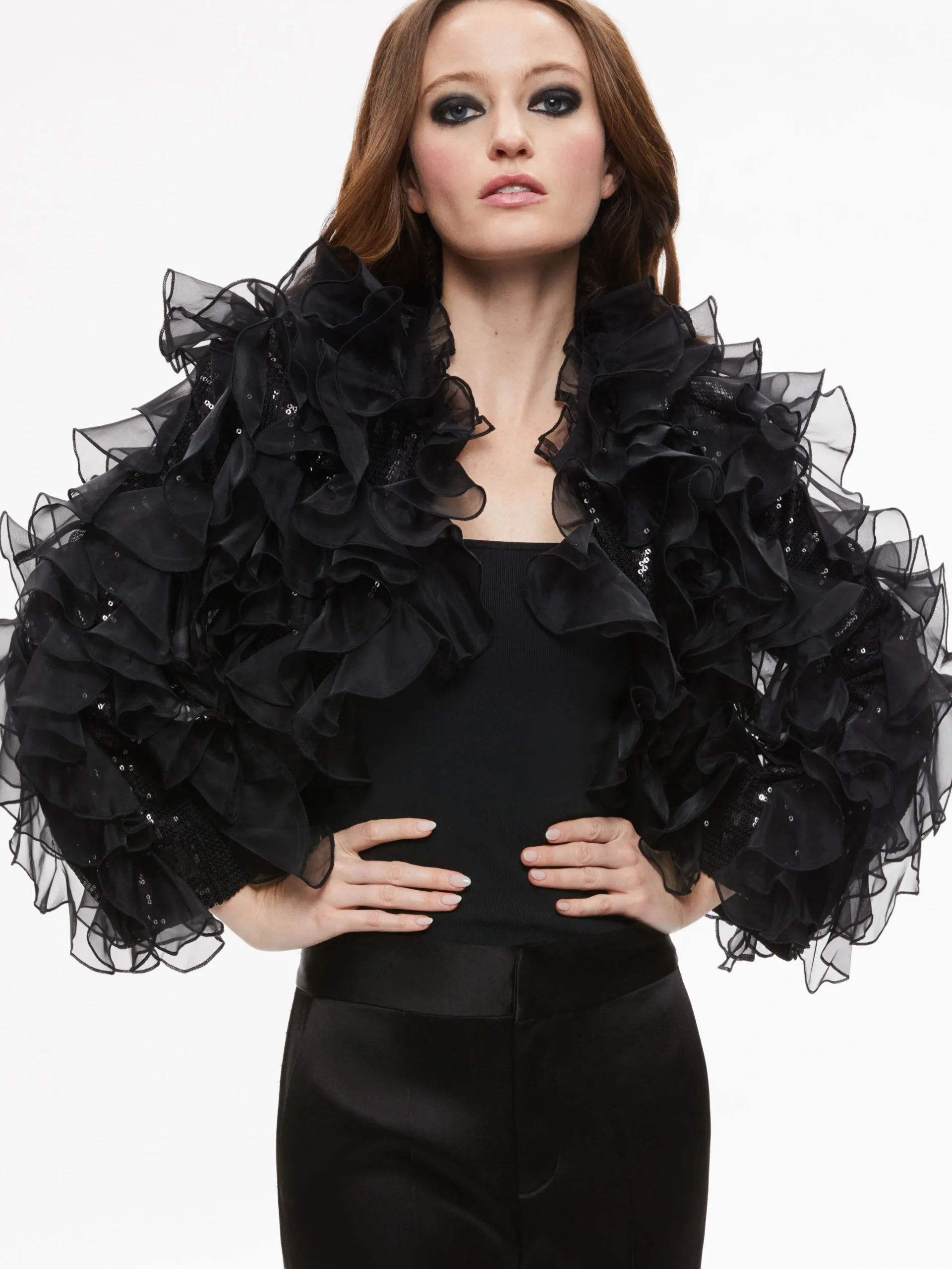 BRITTON RUFFLED CROPPED JACKET