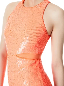 CARA SEQUIN MESH CUT OUT MINI DRESS
