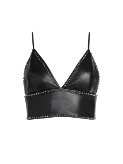 CARLI VEGAN LEATHER STUDDED BRA TOP
