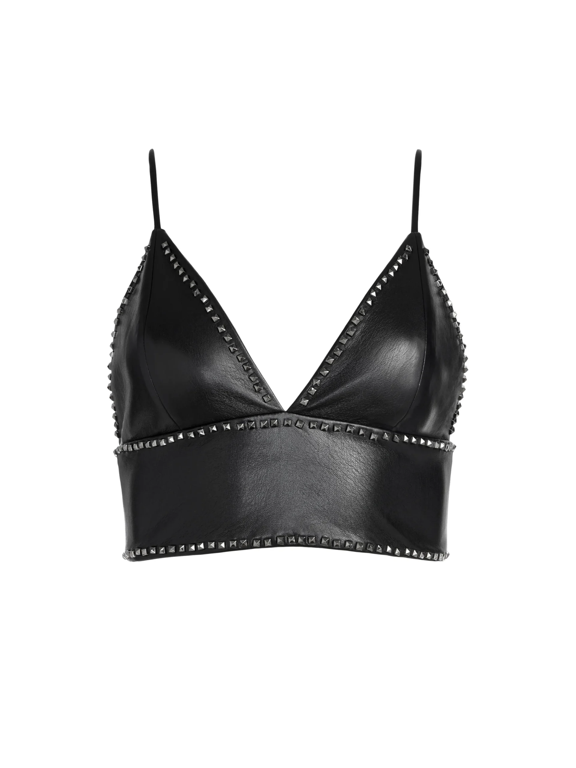 CARLI VEGAN LEATHER STUDDED BRA TOP