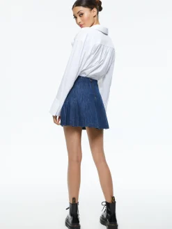 CARTER PLEATED DENIM MINI SKIRT