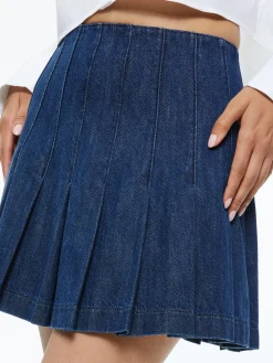 CARTER PLEATED DENIM MINI SKIRT