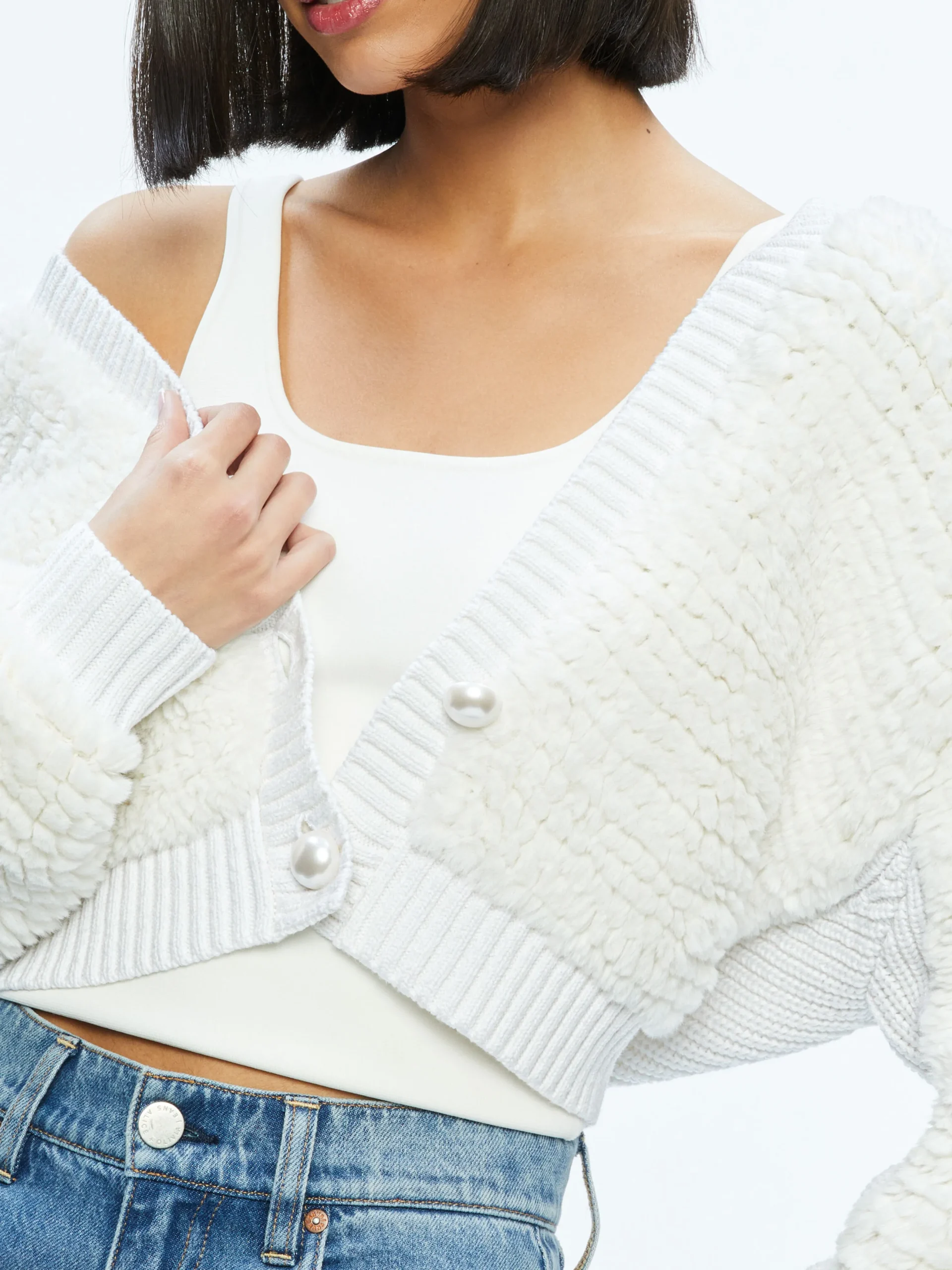 CASILDA FAUX FUR CROPPED CARDIGAN