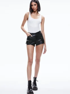 CAY LOW RISE VEGAN LEATHER CARGO SHORT