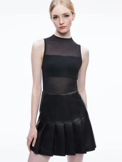 CHARA VEGAN LEATHER PLEATED MINI DRESS