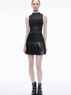 CHARA VEGAN LEATHER PLEATED MINI DRESS