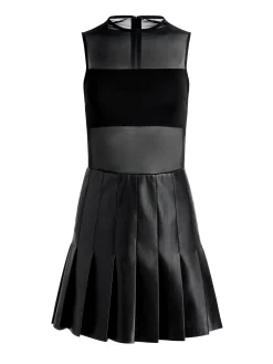 CHARA VEGAN LEATHER PLEATED MINI DRESS