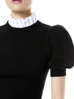 CHASE PUFF SLEEVE SWEATER WITH COLLAR