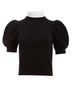 CHASE PUFF SLEEVE SWEATER WITH COLLAR