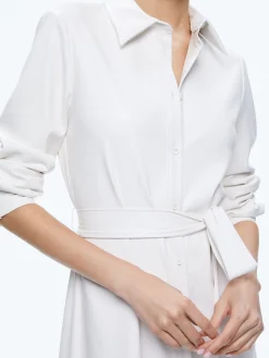 CHASSIDY VEGAN LEATHER MAXI SHIRT DRESS
