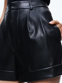 CONRY VEGAN LEATHER PLEATED CUFF SHORT