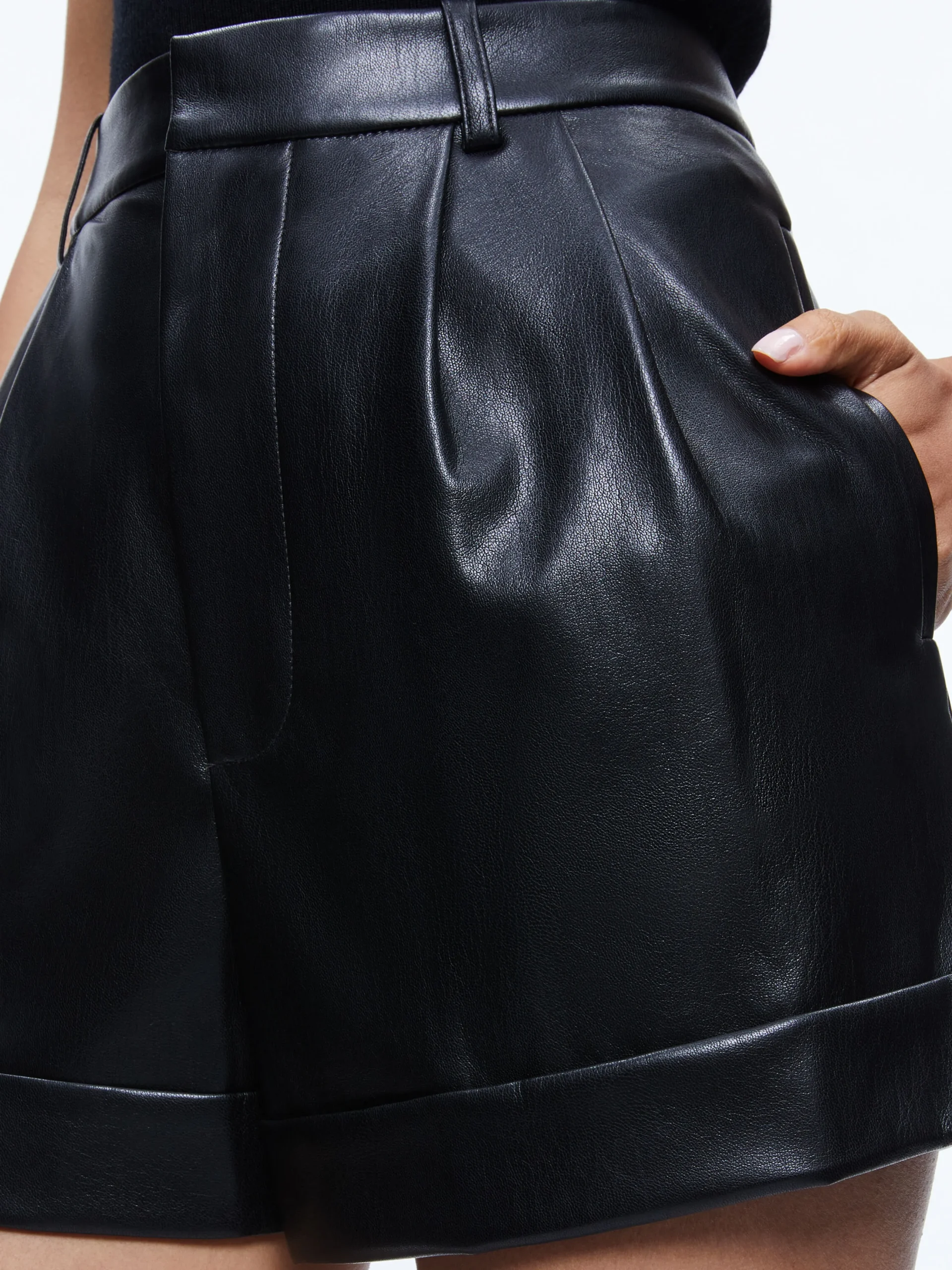 CONRY VEGAN LEATHER PLEATED CUFF SHORT