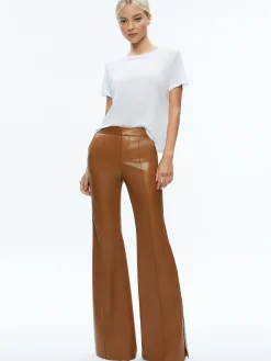 DANETTE VEGAN LEATHER SPLIT HEM TROUSERS