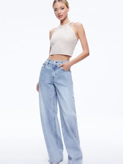 DARIA POINETELLE CORD BACK HALTER TOP