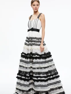 DENITA BUSTIER RUFFLE GOWN