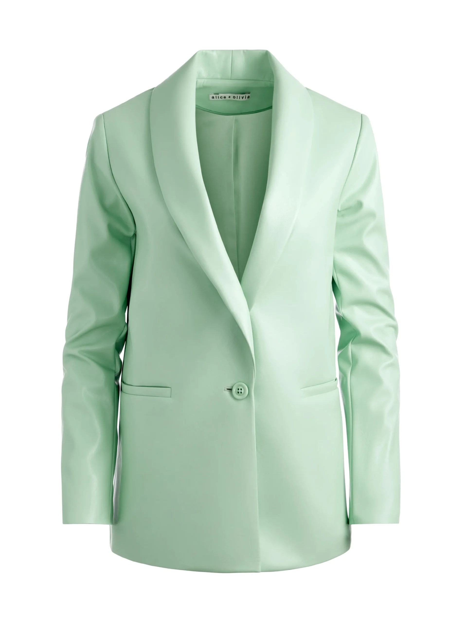 DENNY VEGAN LEATHER SHAWL COLLAR BLAZER + OLIVIA VEGAN LEATHER SHORT