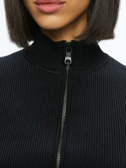 DORRIS RIBBED ZIP UP CARDIGAN