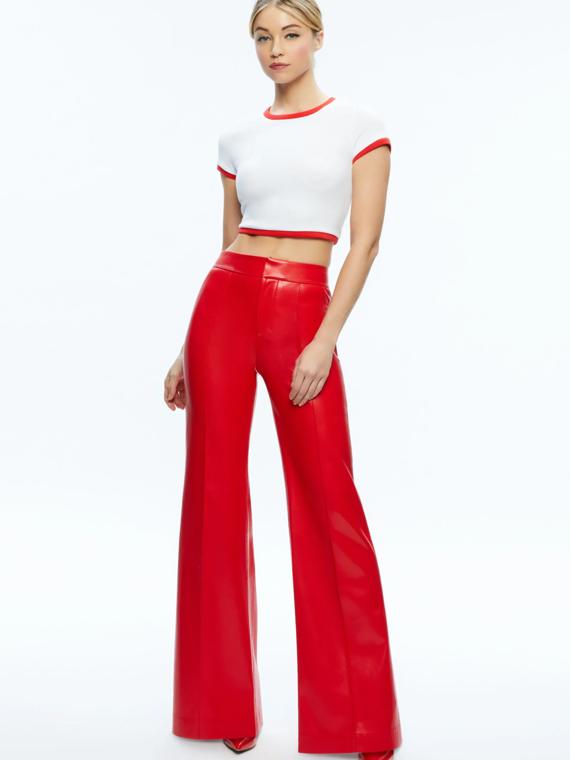 DYLAN HIGH WAISTED VEGAN LEATHER WIDE LEG PANT
