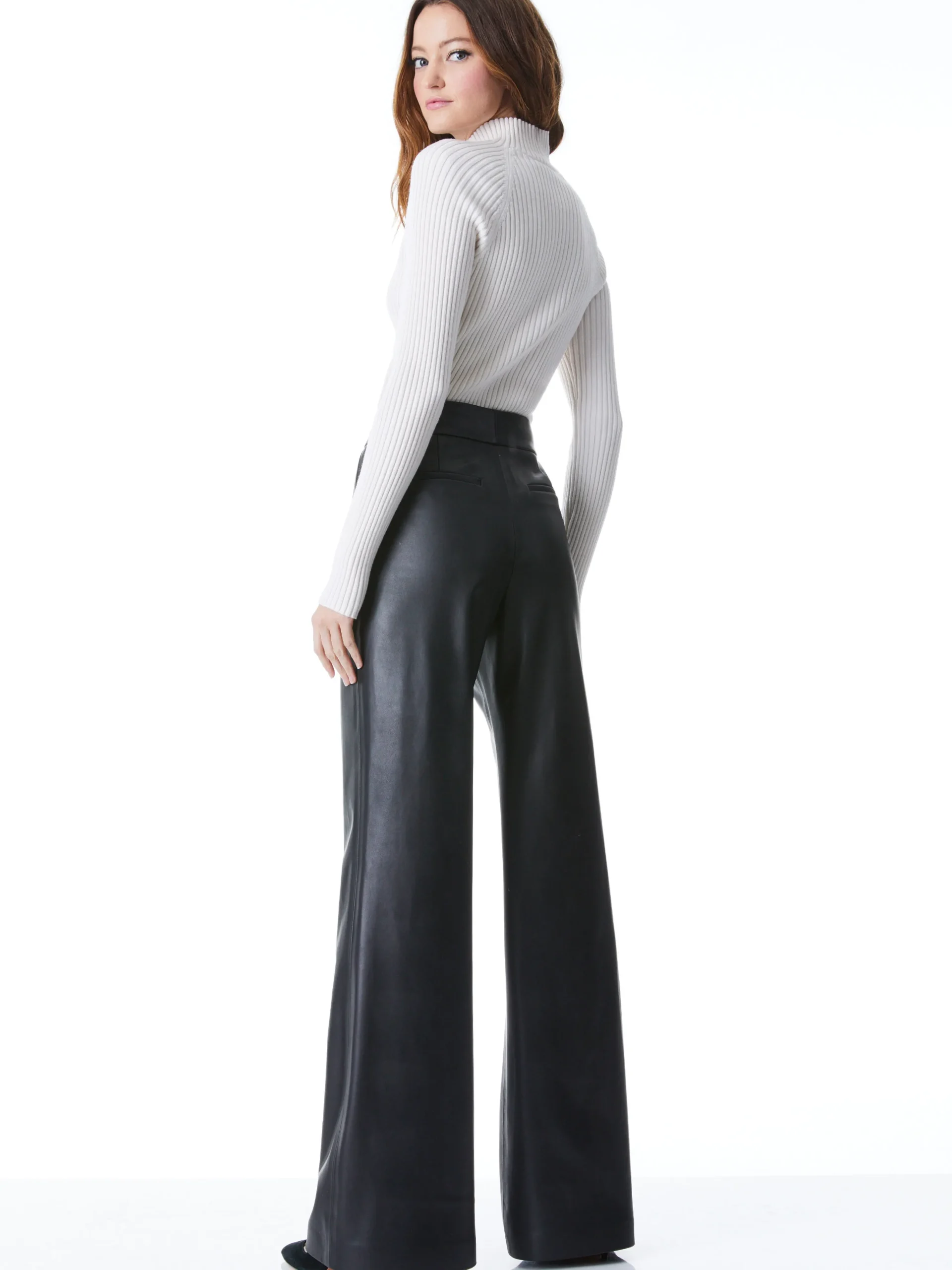 DYLAN VEGAN LEATHER WIDE LEG PANT