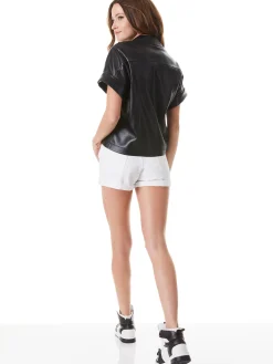 EDYTH VEGAN LEATHER BUTTON DOWN