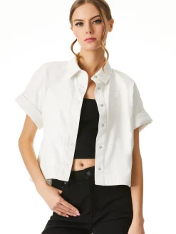 EDYTH VEGAN LEATHER BUTTON DOWN