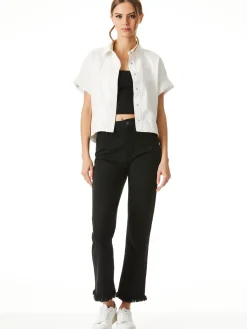 EDYTH VEGAN LEATHER BUTTON DOWN