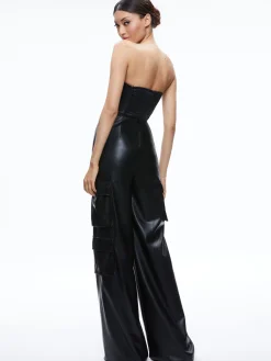 EMELDA CARGO VEGAN LEATHER JUMPSUIT
