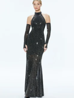 FABIOLA EMBELLISHED HALTER NECK GOWN