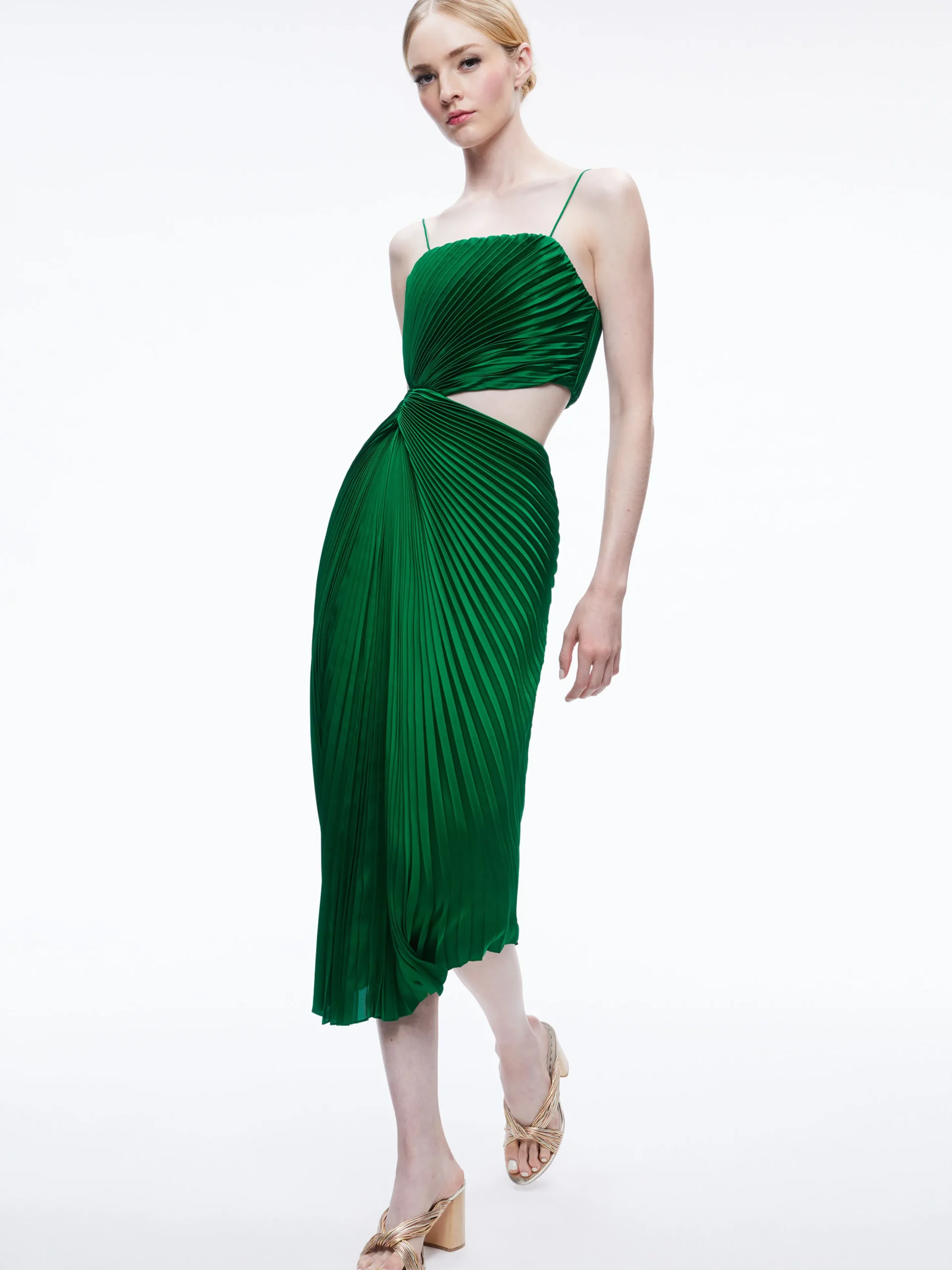 FAYETH CUT OUT ASYMMETRICAL HEM MIDI DRESS
