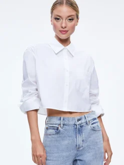 FINELY CROPPED OVERSIZED BUTTON DOWN SHIRT