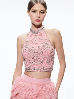GATZ EMBELLISHED HIGH NECK TOP