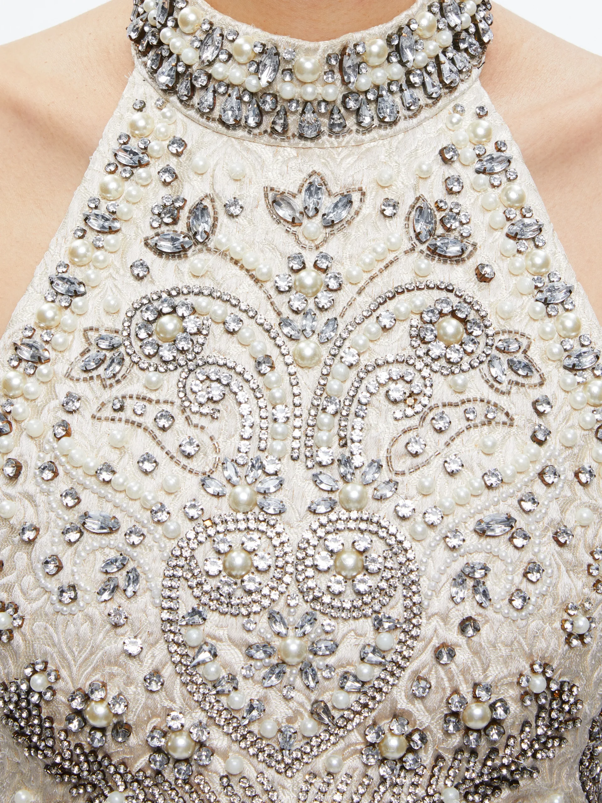 GATZ EMBELLISHED HIGH NECK TOP + CATRINA EMBELLISHED GOWN MAXI SKIRT