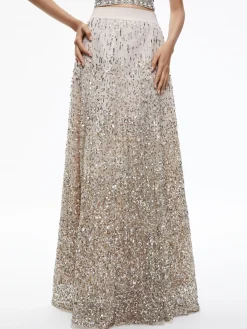 GATZ EMBELLISHED HIGH NECK TOP + CATRINA EMBELLISHED GOWN MAXI SKIRT