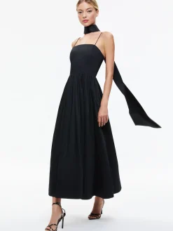 GLYNIS SPAGHETTI STRAP SCARF MIDI DRESS