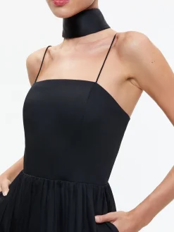 GLYNIS SPAGHETTI STRAP SCARF MIDI DRESS