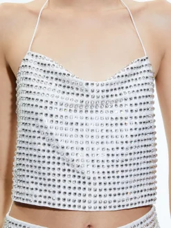 GRAZI EMBELLISHED TIE BACK CROP TOP + RILEY EMBELLISHED MINI SKIRT