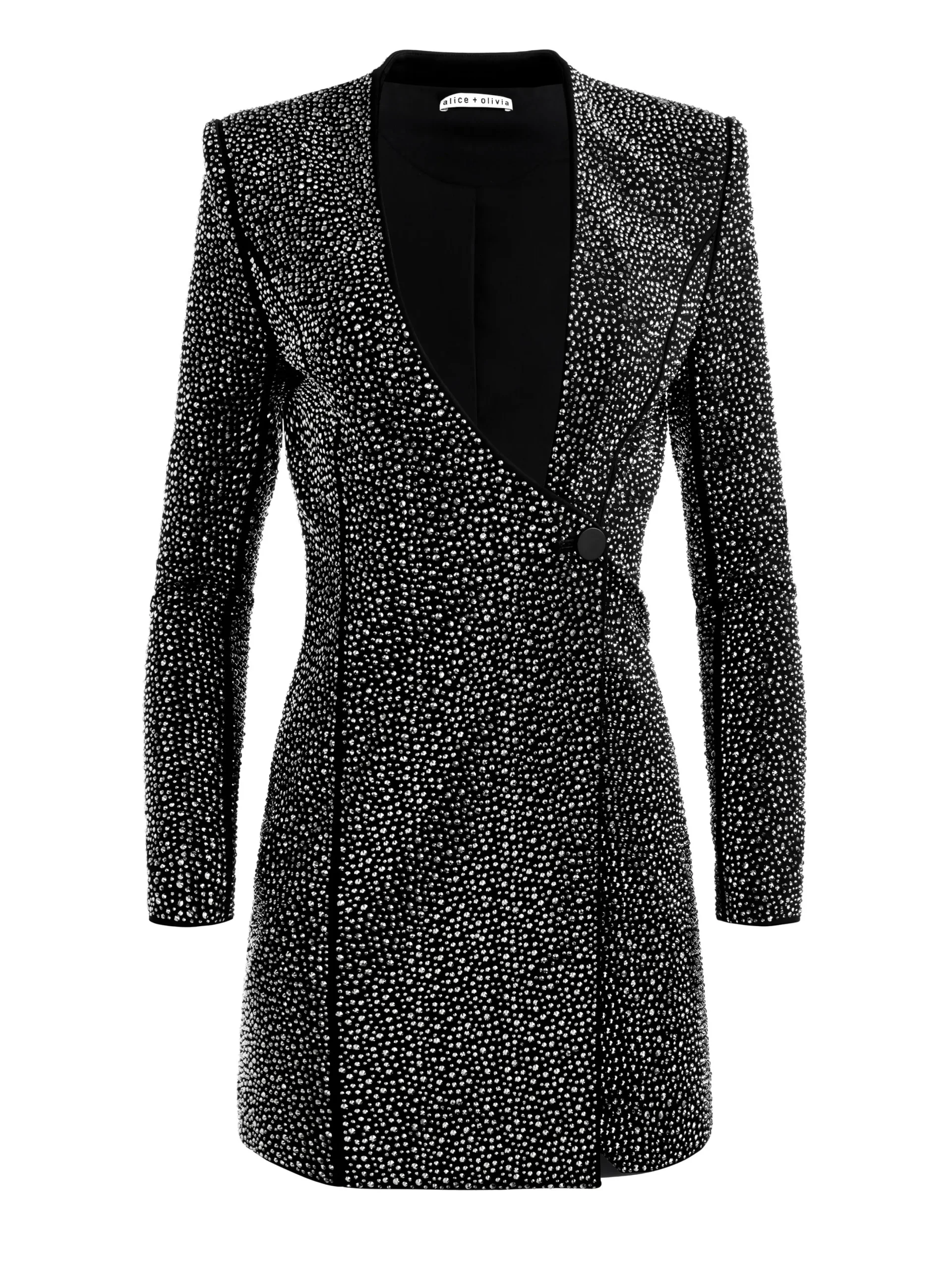 GUENDA EMBELLISHED CURVED NECKLINE BLAZER DRESS