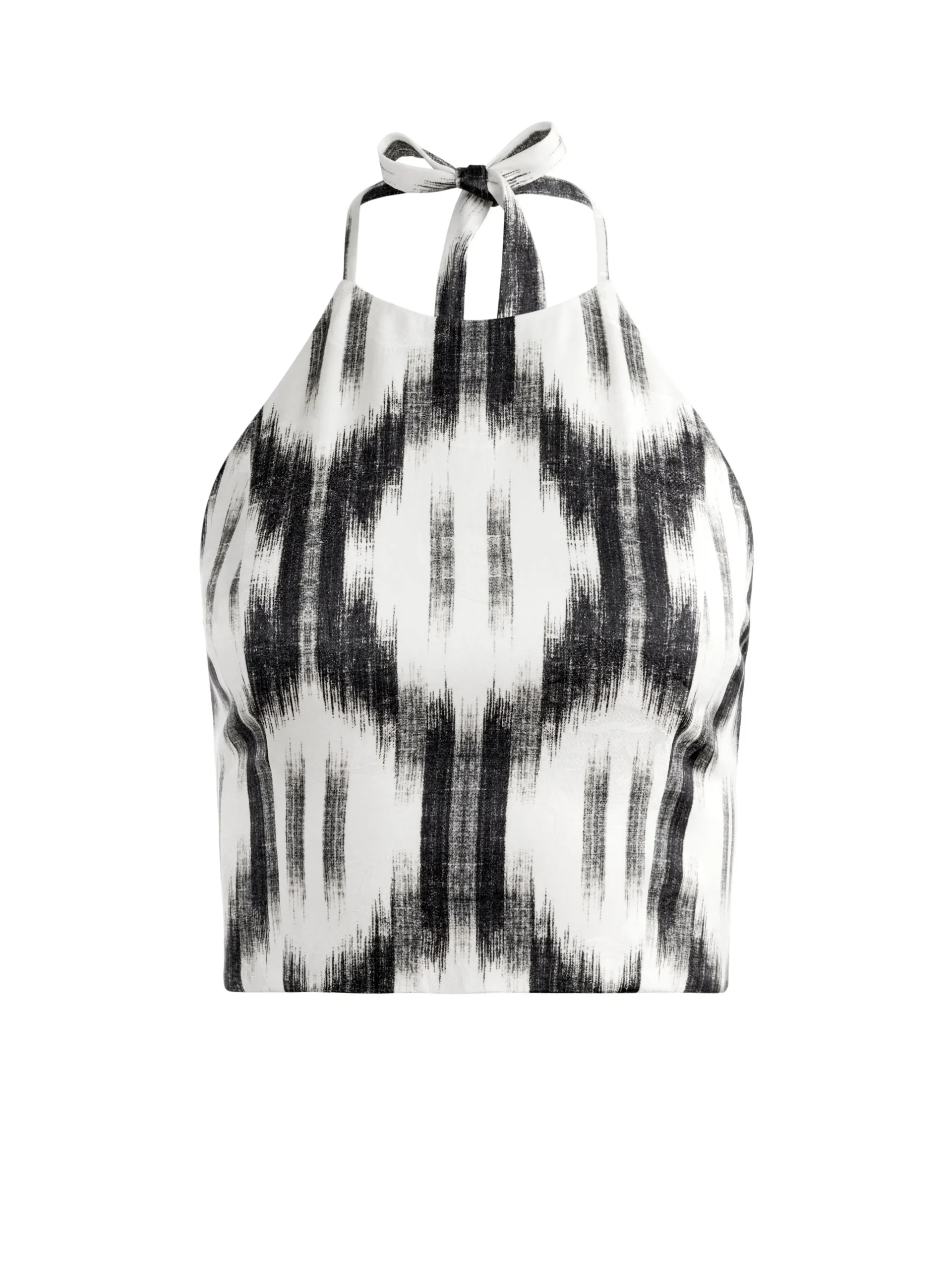 IKAT PRINT DOMINO KIMONO WITH TIE BELT + ASH TIE NECK HALTER TOP + TANDY SHORTS
