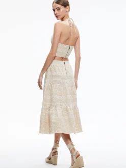 JAYMEE TIE NECK CROPPED HALTER TOP