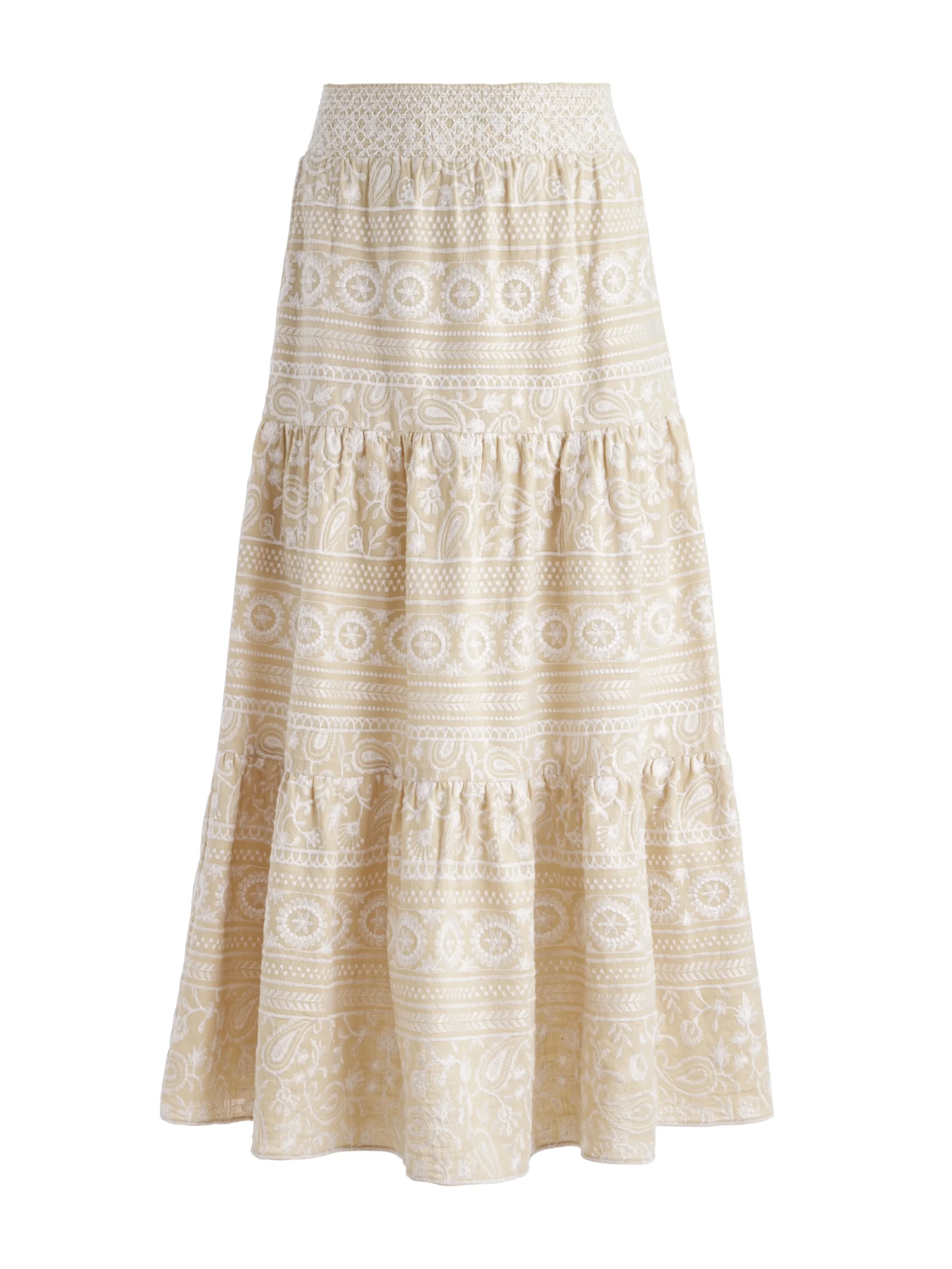 JAYMEE TIE NECK CROPPED HALTER TOP + REISE TIERED MIDI SKIRT